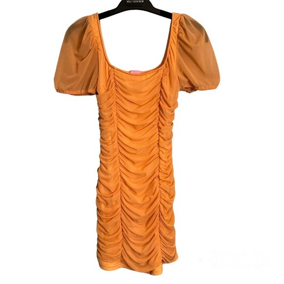 Sugar Thrillz Dresses & Skirts - Sugar Thrillz Juicy Tart Dress Size Small Pastel Orange Coquette Ruched Bodycon